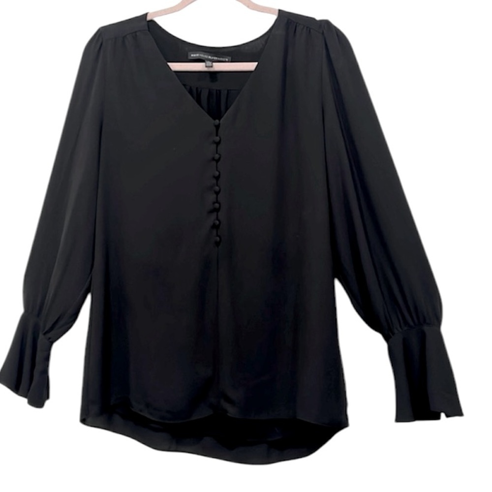 White House Black Market 3/4 eye and hook button up Blouse